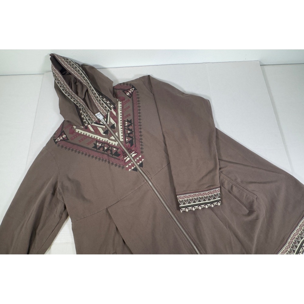 Monroe & Main Brown‎ Geometric Aztec Print Zip Up Hoodie Long Sleeve Women 3X - Picture 4 of 10